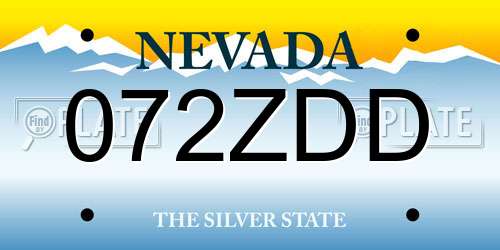072ZDD Nevada License Plate