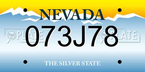 073J78 Nevada License Plate