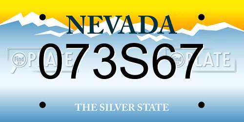 073S67 Nevada License Plate