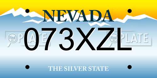 073XZL Nevada License Plate
