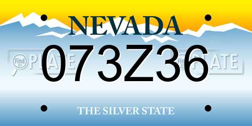 073Z36 Nevada License Plate