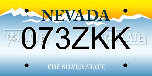 073ZKK Nevada License Plate