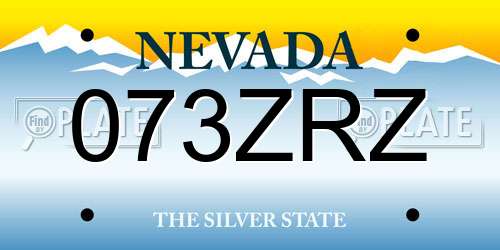 073ZRZ Nevada License Plate