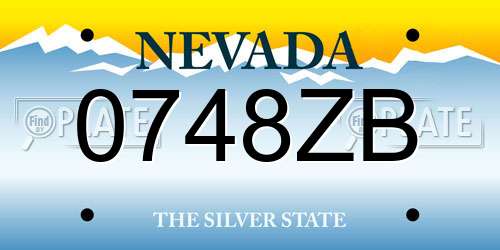 0748ZB Nevada License Plate