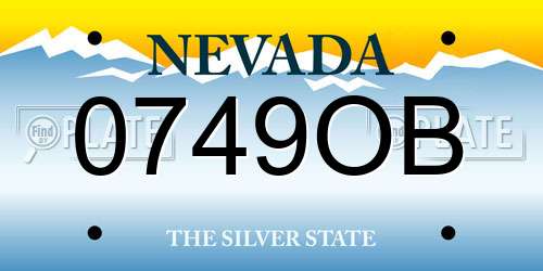 0749OB Nevada License Plate