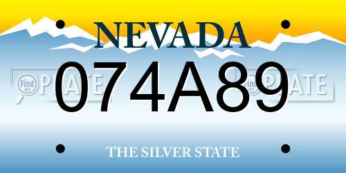 074A89 Nevada License Plate