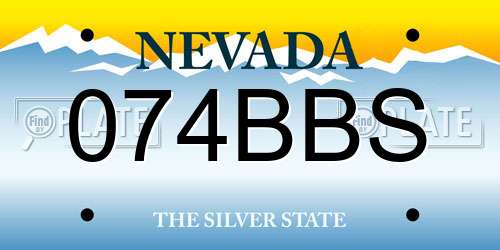 074BBS Nevada License Plate