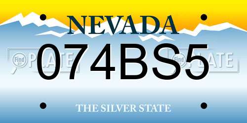 074BS5 Nevada License Plate
