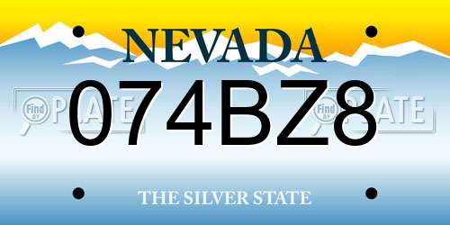 074BZ8 Nevada License Plate