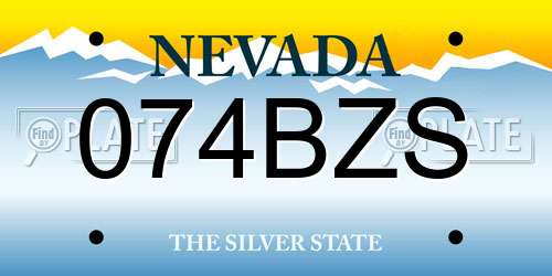 074BZS Nevada License Plate