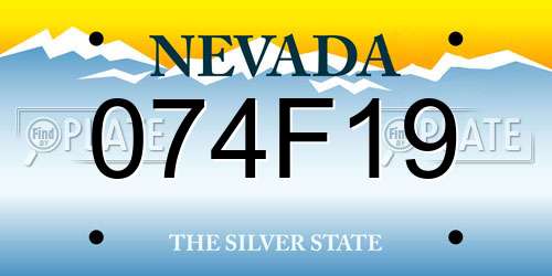 074F19 Nevada License Plate