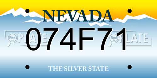 074F71 Nevada License Plate
