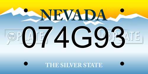 074G93 Nevada License Plate