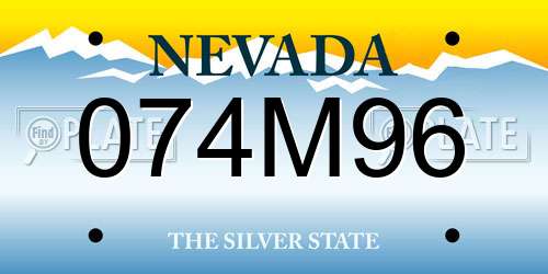 074M96 Nevada License Plate