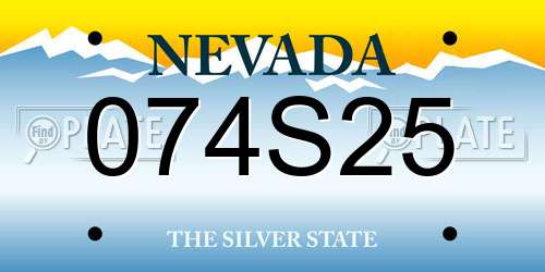 074S25 Nevada License Plate