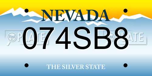 074SB8 Nevada License Plate