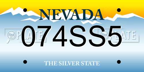 074SS5 Nevada License Plate