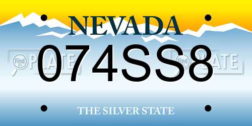 074SS8 Nevada License Plate