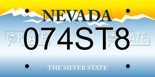 074ST8 Nevada License Plate