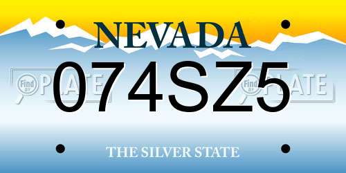 074SZ5 Nevada License Plate
