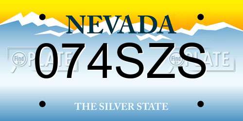 074SZS Nevada License Plate