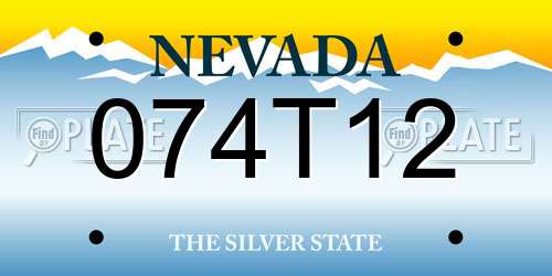 074T12 Nevada License Plate