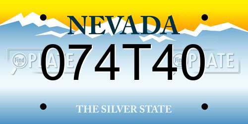 074T40 Nevada License Plate