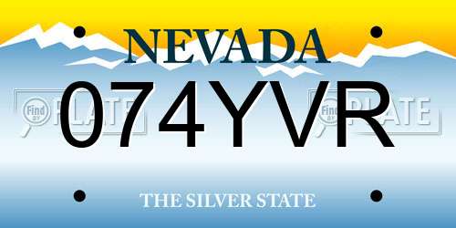 074YVR Nevada License Plate