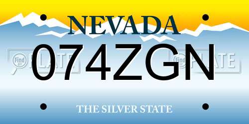 074ZGN Nevada License Plate