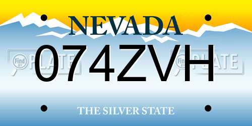074ZVH Nevada License Plate