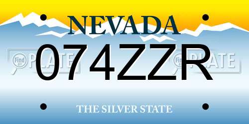074ZZR Nevada License Plate