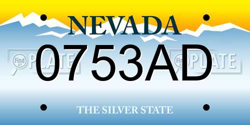 0753AD Nevada License Plate