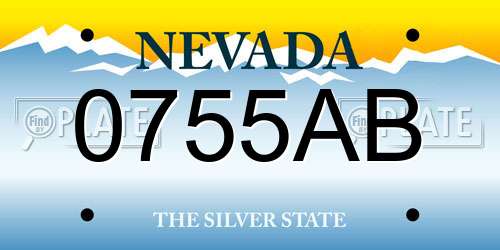 0755AB Nevada License Plate