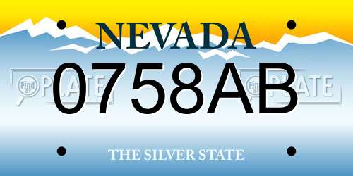 0758AB Nevada License Plate