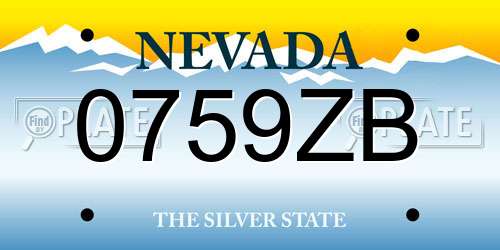 0759ZB Nevada License Plate