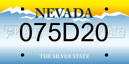 075D20 Nevada License Plate