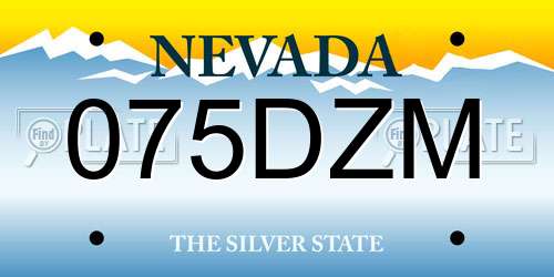 075DZM Nevada License Plate