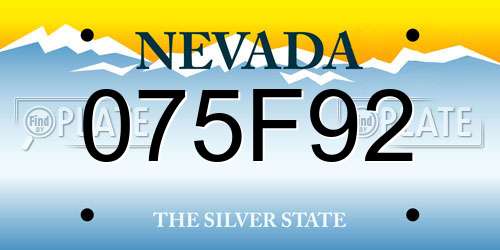 075F92 Nevada License Plate