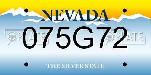 075G72 Nevada License Plate