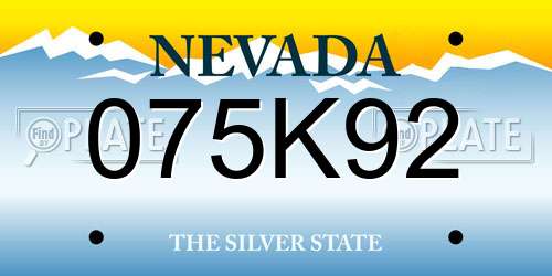 075K92 Nevada License Plate