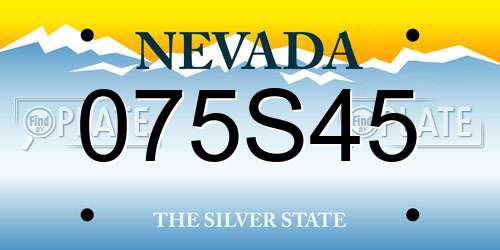 075S45 Nevada License Plate