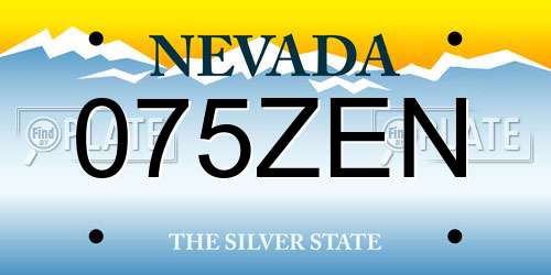 075ZEN Nevada License Plate