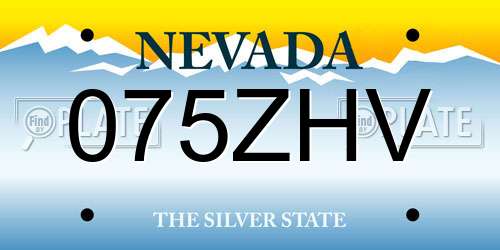 075ZHV Nevada License Plate