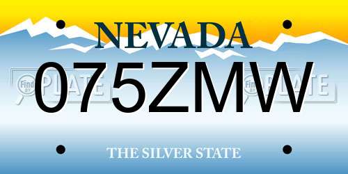 075ZMW Nevada License Plate