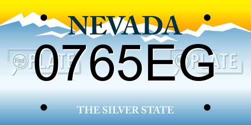 0765EG Nevada License Plate