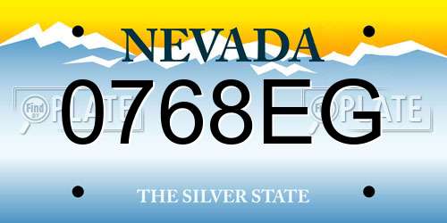 0768EG Nevada License Plate