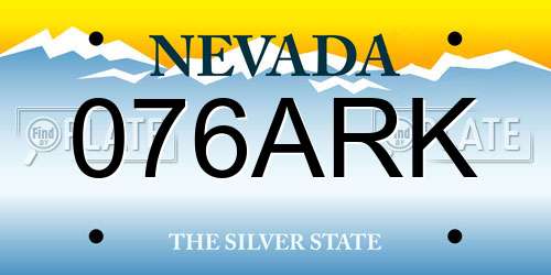 076ARK Nevada License Plate