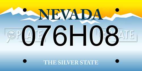 076H08 Nevada License Plate