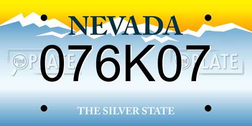 076K07 Nevada License Plate