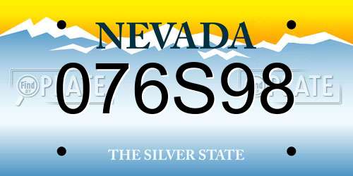 076S98 Nevada License Plate